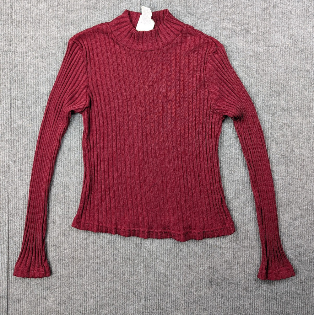 Vintage Ribbed Sweater Womens Large 90s Whimsigoth Layering Vamp Nylon Whimsical